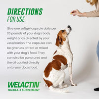Nutramax Welactin 3 - Canine 120 - Softgel Caps, Welactin Omega-3 Skin and Coat Support