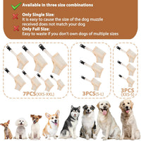 Mesh Dog Muzzle Suits for Small Medium Large Dogs Dog Muzzle Set – Essentials for Dogs - Beige / Full Size 7 PCS(XXS-XXL) - image 3