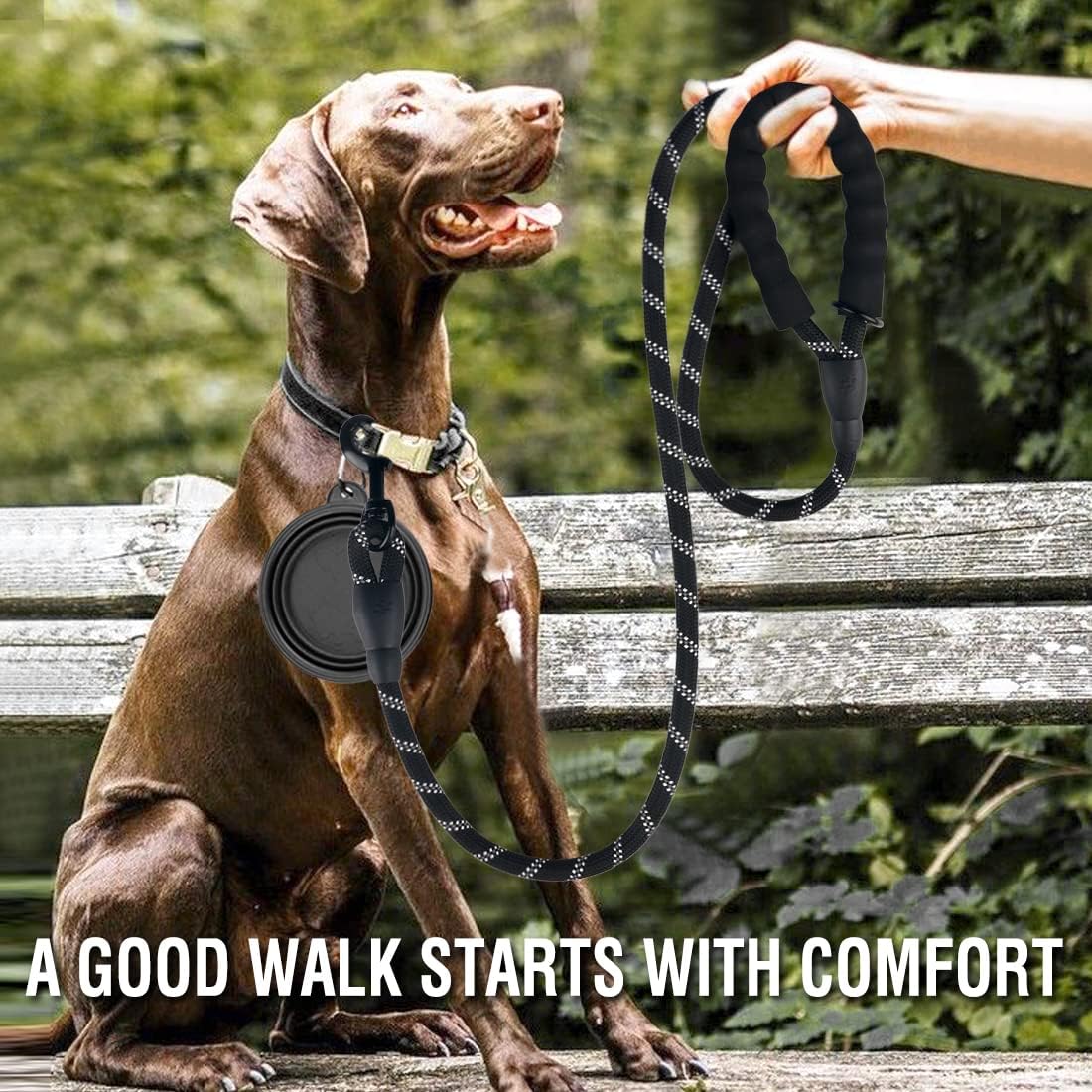 COOYOO 2 Pack Dog Leash 5 FT Heavy Duty - 1/2"x 6 FT (18~120 lbs.) / Set 5-Black+Grey - image 2