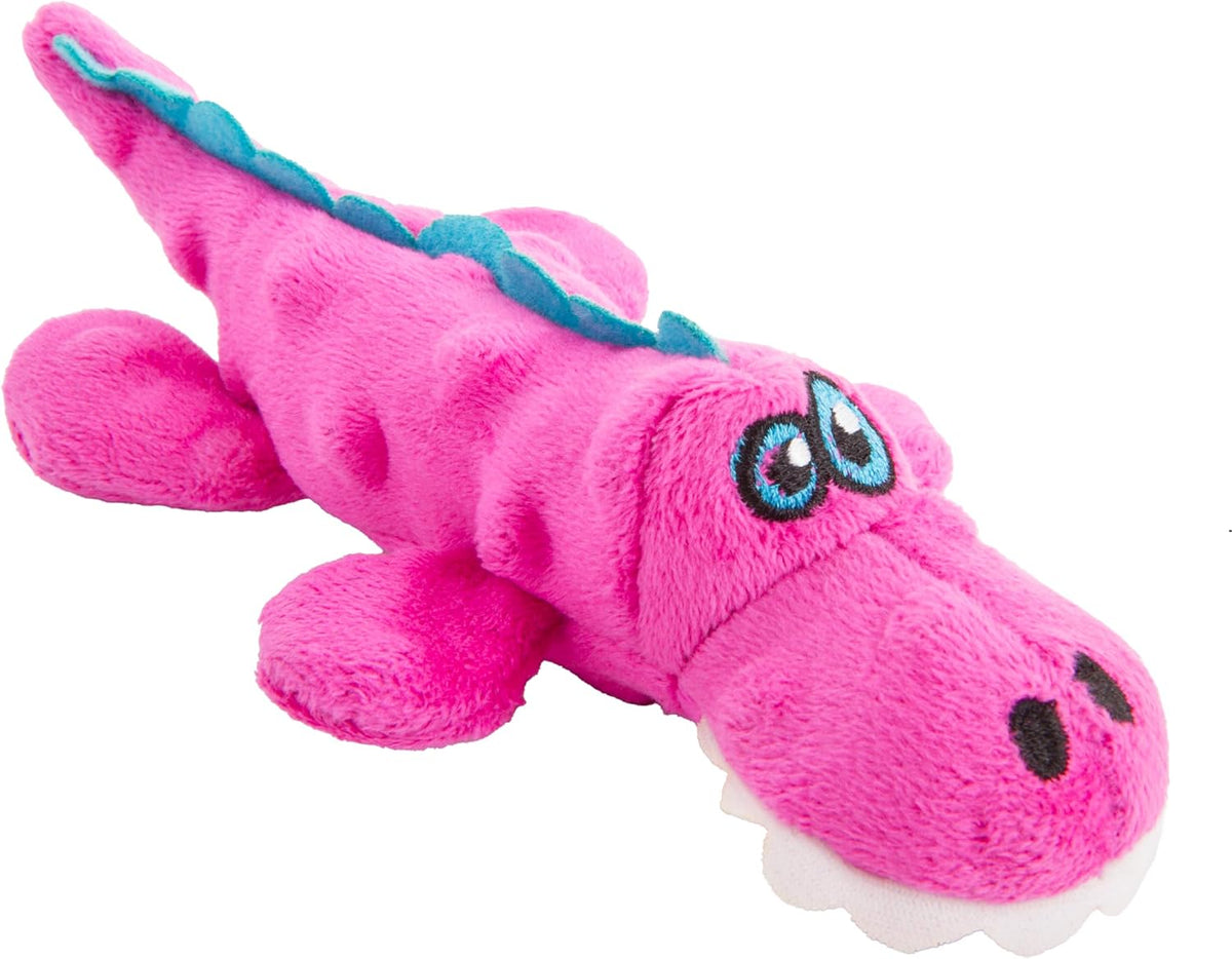 goDog Gators Squeaky Plush Dog Toy with Chew Guard Technology - Pink / Mini