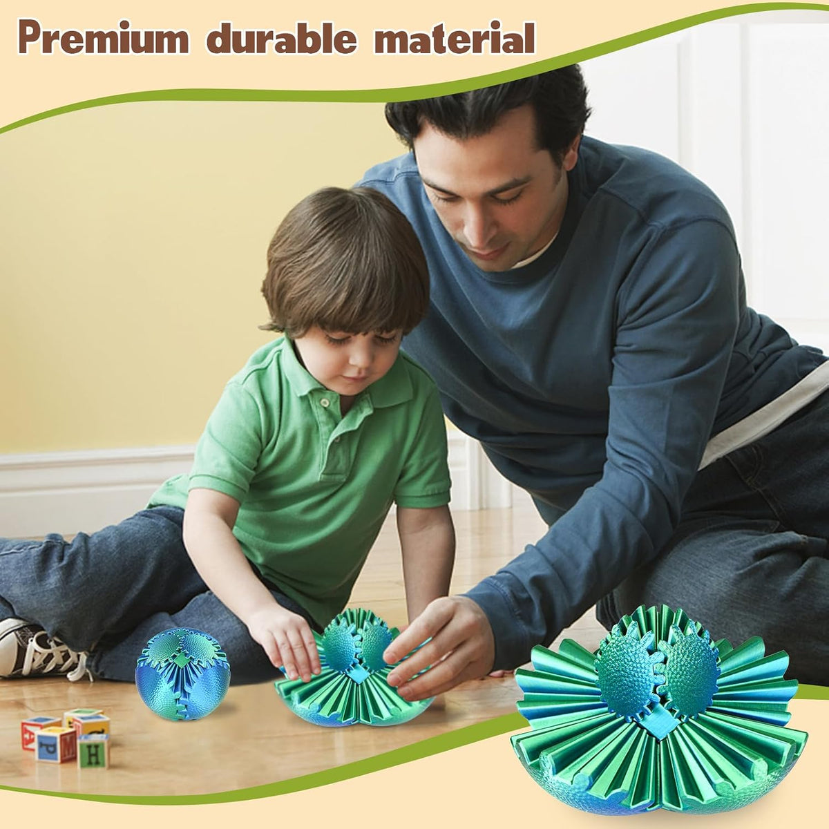 Gear Ball Fidget Toys Steampunk Gear Sphere for Kids - Christmas Green / 8 cm / 3.15 in - image 4