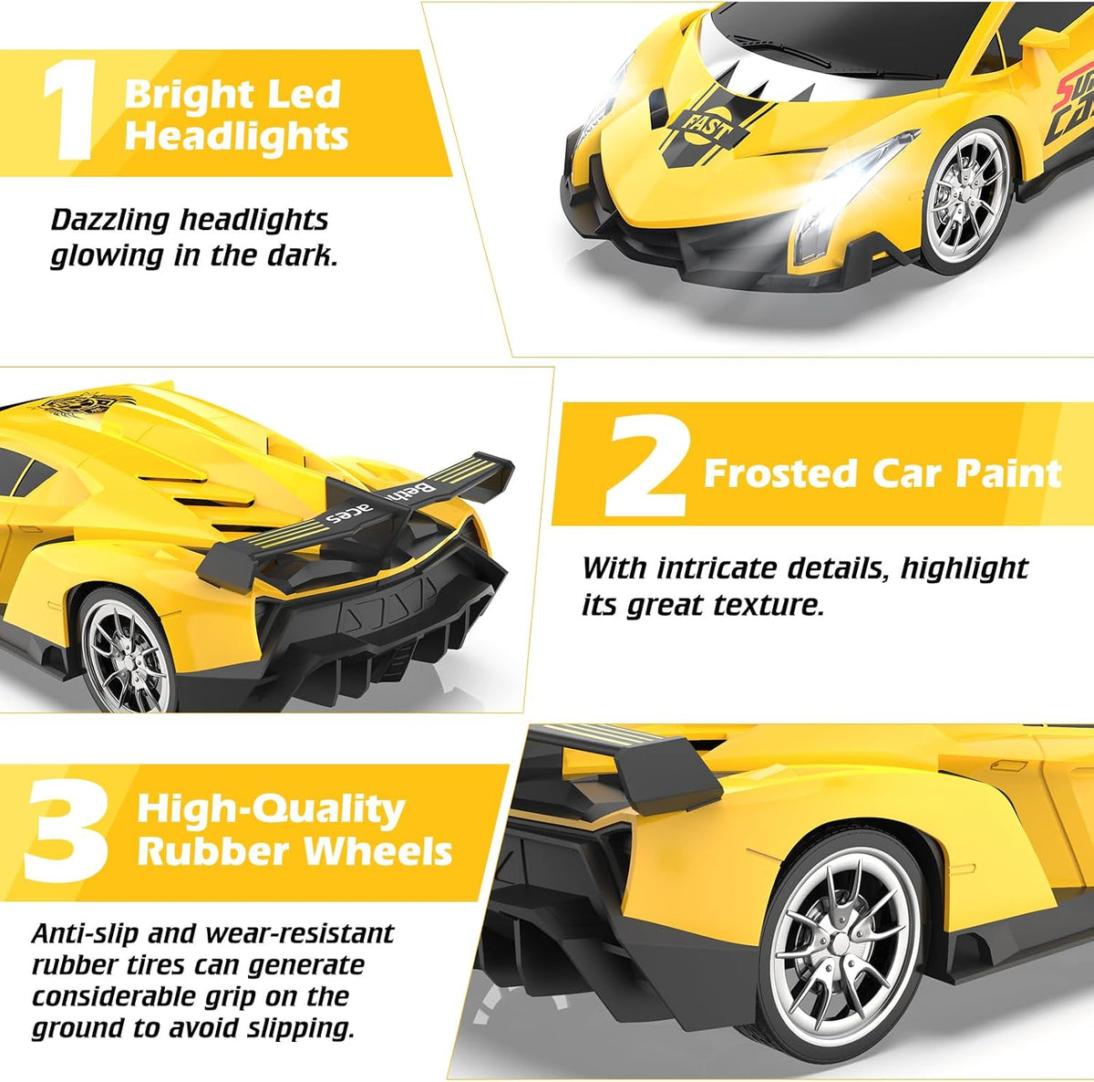 Growsland Remote Control Car for Kids - Yellow - image 2
