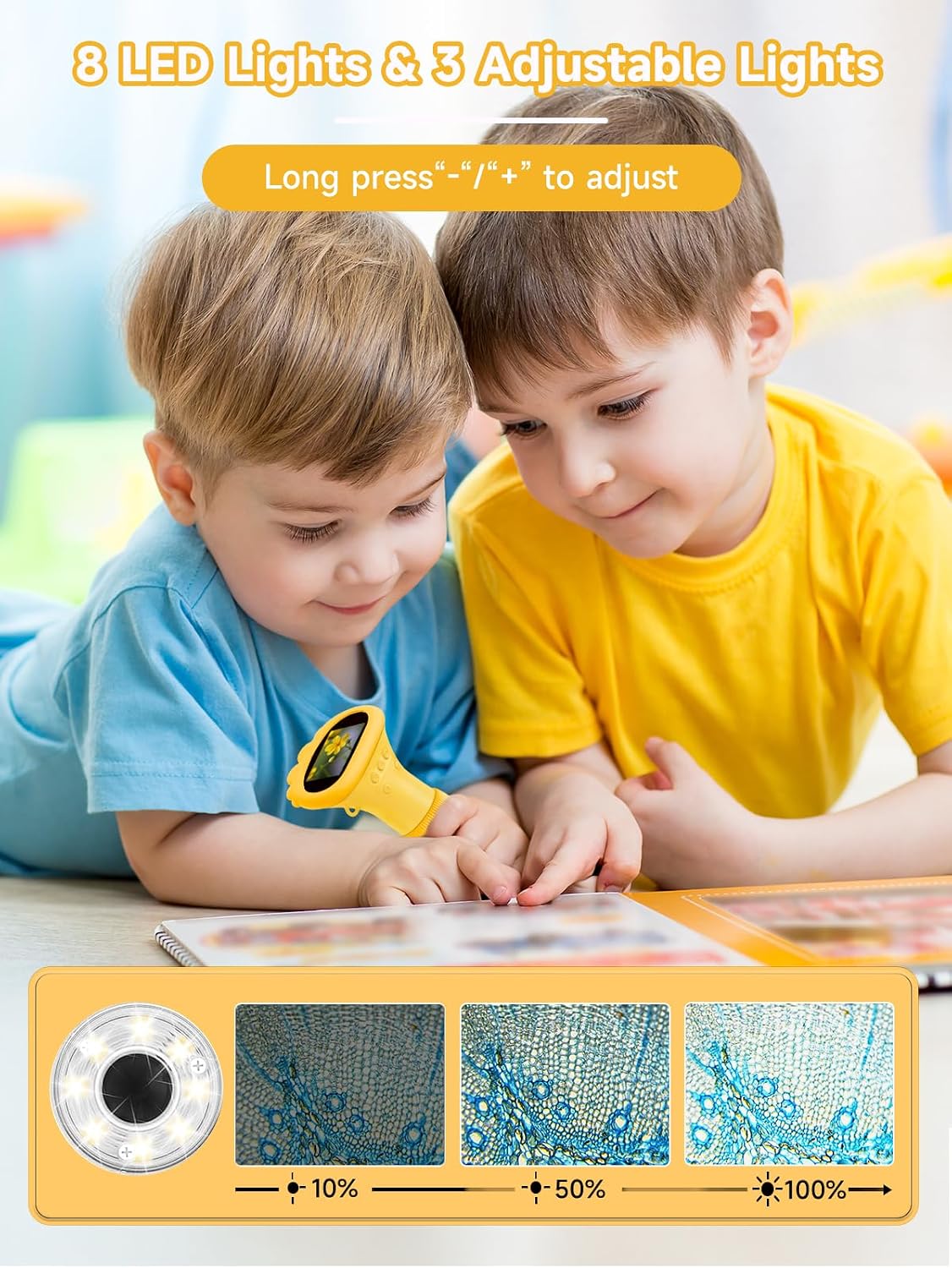 Microscope for Kids 1000X Handheld Digital Miniscope Stem Toys Gifts – Fun for Kids & Family - Yellow - image 3