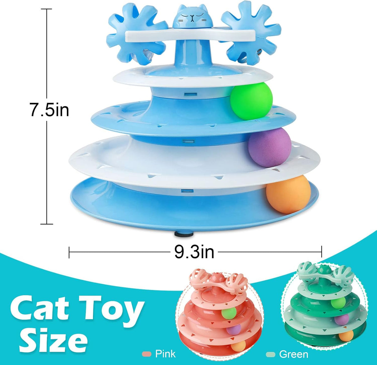 UPSKY Cat Toy Roller 3-Level Turntable Cat Toys with Six Colorful - C-Gradient Blue - image 2