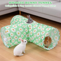 Bunny Tunnels & Tubes, 3-Way Collapsible Rabbit Hideout for Bunnies – Essentials for Small Pets - Greenflower - image 2