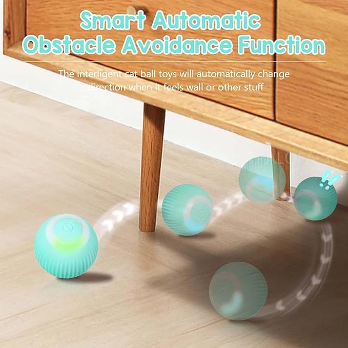 Power Ball 2.0 - Interactive Smart Cat Toy, Automatic Rolling Ball for Indoor Cats, USB Charged (Blue)