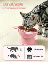 YINEYA 2 Pack Cat Food Bowls Elevated Design for Neck Comfort - Pink - image 3