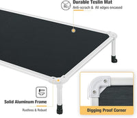 Veehoo Chew Proof Elevated Dog Bed - Cooling Raised Pet Cot - Silver Aluminum Frame and Durable Textilene Mesh Fabric, Unique Designed No-Slip Feet for Indoor or Outdoor Use, Black, X-Large, CWC2003
