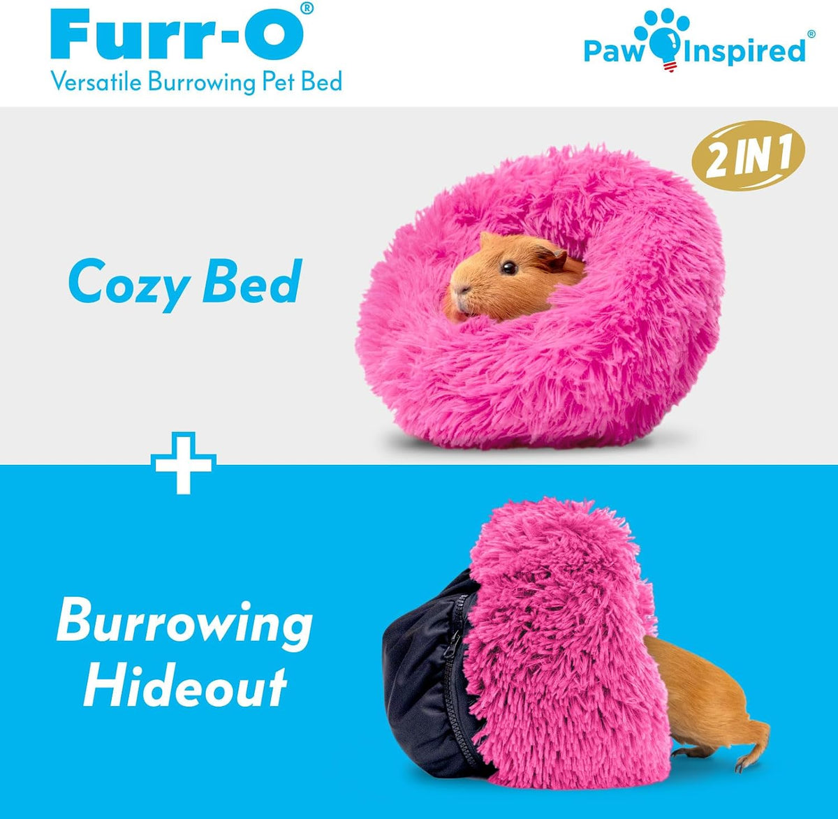 Paw Inspired Furr-O Burrowing Pet Bed Enrichment, Removable Base - Pink - image 2
