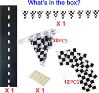 YOELVN race car party cones, six orange 7 inch traffic cones holding checkered flags - view 33