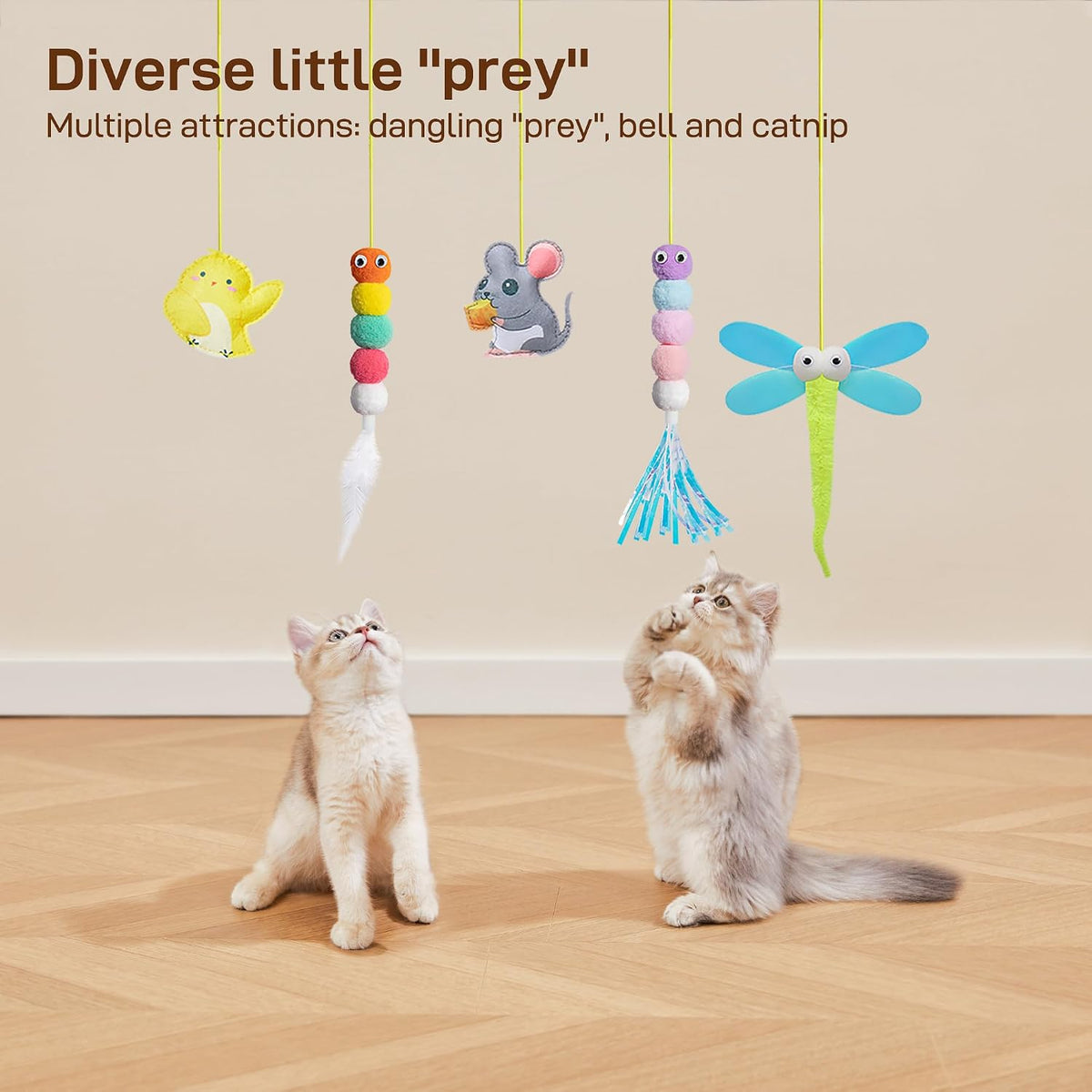Potaroma Interactive Cat Feather Toys 5 Pcs - Max Extended Length 78 inches - image 3