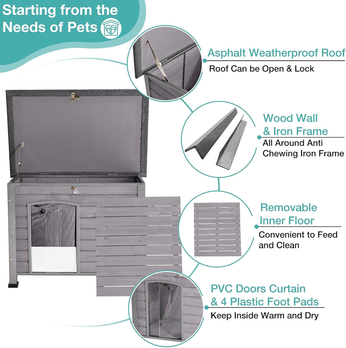Suumerpety Indoor Outdoor Dog House - L-Grey - image 2