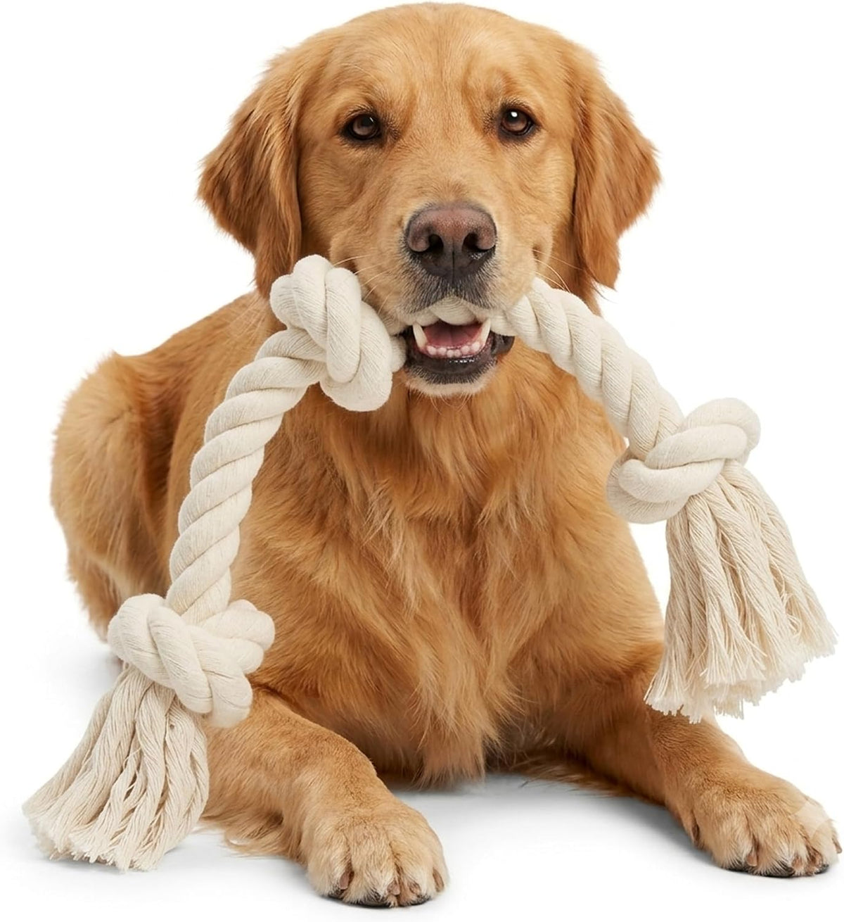 Barida Natural White Cotton Tough Dog Rope Toy for Medium & Large - Medium (23.60")