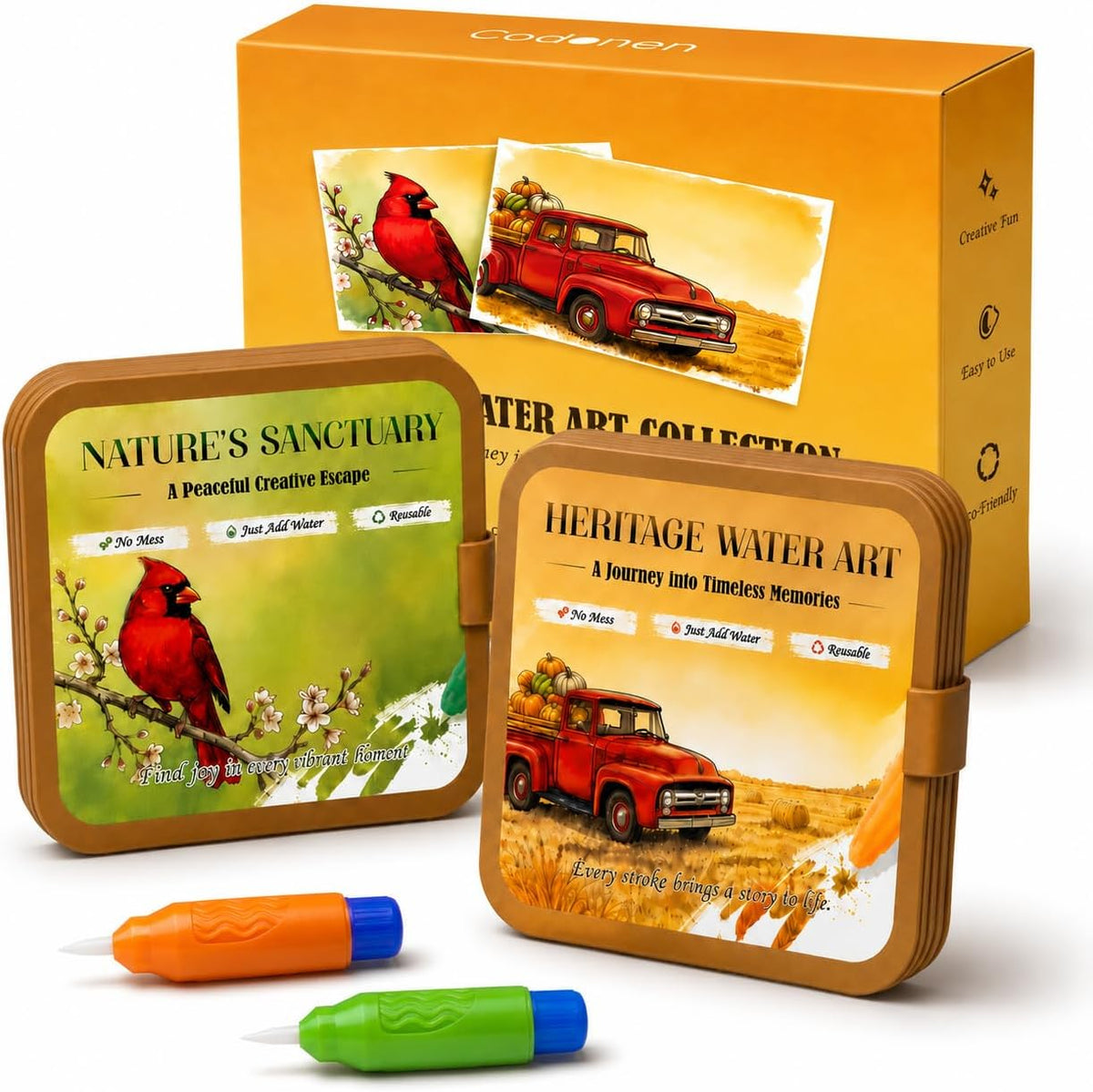 25 Pack Dementia Products for Elderly Reusable Water Doodle Coloring - Water Painting Kit / 2 Pack Book