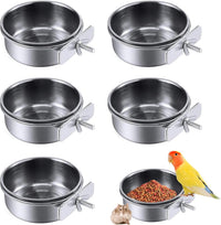 PINVNBY Parrot Feeding Cups Birds Food Dish Stainless Steel Parrot - Single screw / S, 6PCS