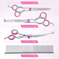 Gimars Titanium Coated Professional 6 in 1 4CR Stainless Steel Dog - Pink 5 in 1 - image 4