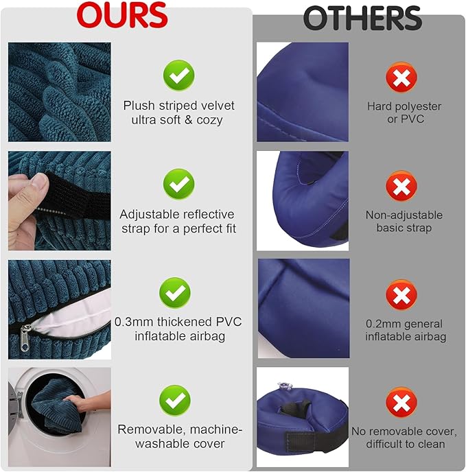 BINGPET Inflatable Dog Cone Collar Alternative After Surgery,Soft Recovery Cone for Dogs to Stop Licking,Protective Neck Donut E Collar Adjustable for Small Medium Large Dogs & Cats(Navy Blue,L)