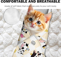 27.6" Cat Grooming Wrap, Self Adhesive Cat Wrap for Cutting Nails, Anti-Escape Calming Cat Swaddle Wrap for Medicine Ear Cleaning, Cartoon Cow Anti-Scratch Cats Burrito Restraint Blanket, Pet Tool