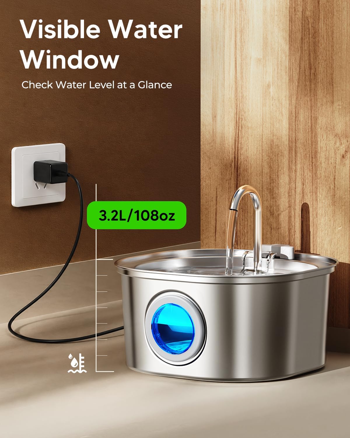 PEKTACO Cat Water Fountain - Big Window Cat Fountain + 6 Filters - image 2