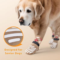LOOBANI Dog Socks to Prevent Licking Paws - Dog Socks for Hardwood Floors Anti Slip for Traction Control - Dog Grippy Socks for Senior Dog Small Medium Large Dogs on Tile Floors, Caramel S