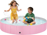 Jecoo Dog Pool for Large Dogs Kiddie Pool Hard Plastic Foldable Dog - Pink / M-48" x 12"