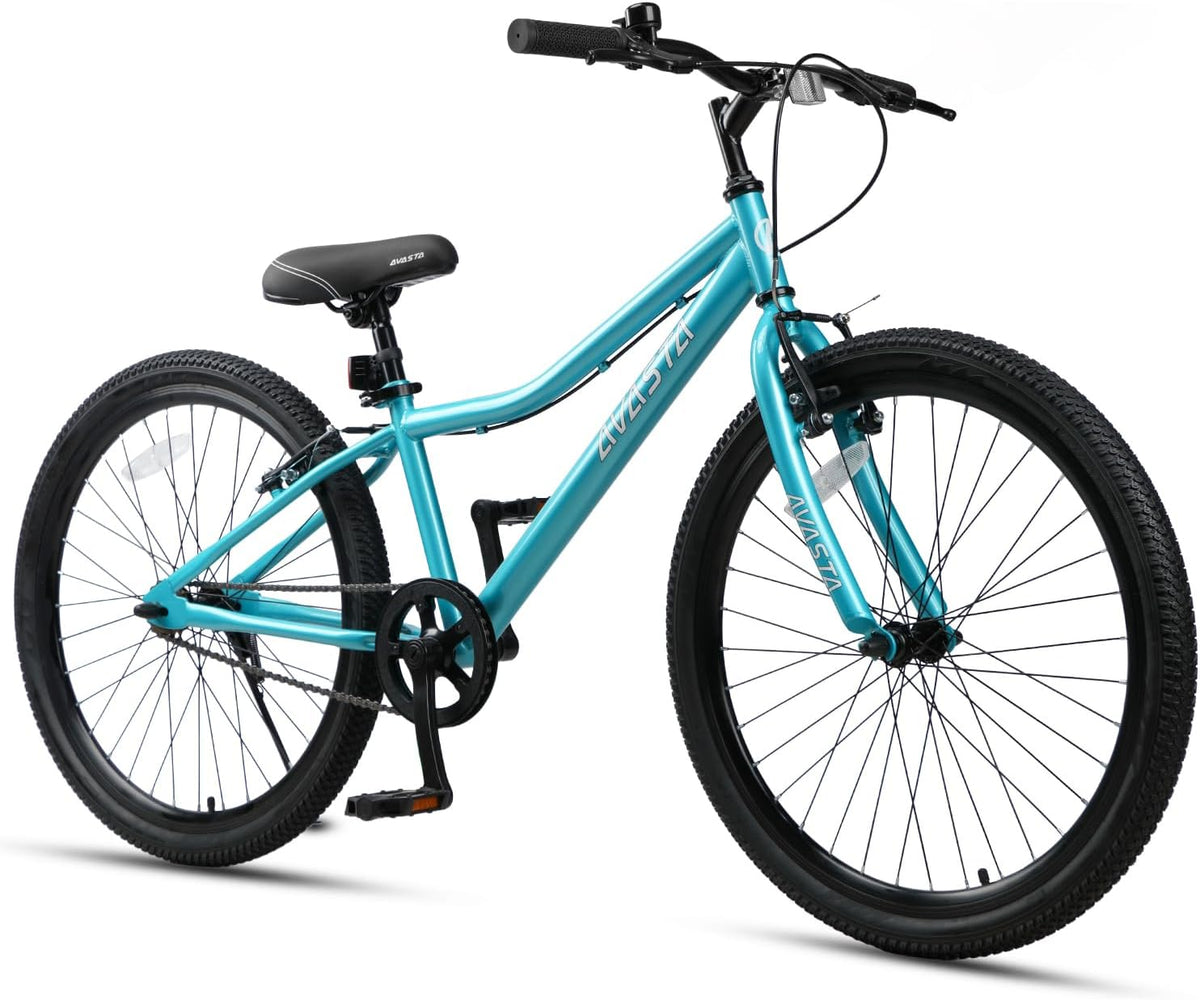AVASTA Bilbo 18 20 24 Inch Kids Bike for Boys Girls Youth 5-14 Years - arctic / 24 Inch with Kickstand