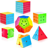 AuntyFey 5 pack speed cube set with 2x2, 3x3, 4x4, Megaminx and pyramid cube