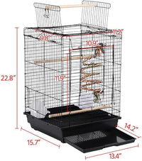 Yaheetech Open Play Top Travel Bird Cage for Conure Sun Parakeet Green Cheek Conure Lovebird Budgie Finch Canary, Small-Size Travel Portable