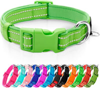 Reflective Dog Collar, Neoprene Padded Small Dog Collar, S - Small (Pack of 1) / Green