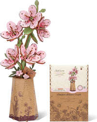 Wowood 3D wooden pink lily flower puzzle assembled model - view 7