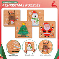 4 Pack Halloween Wooden Puzzles for Kids Jigsaw Puzzles Halloween - Christmas - image 3