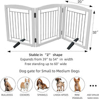 ZJSF Freestanding Dog Fence Indoor, Foldable Dog Gate for Doorways, Stairs or Hallways, Sturdy Wood Extra Wide Pet Gate with Support Feet for The House, White, 32 "Height-3 Panels