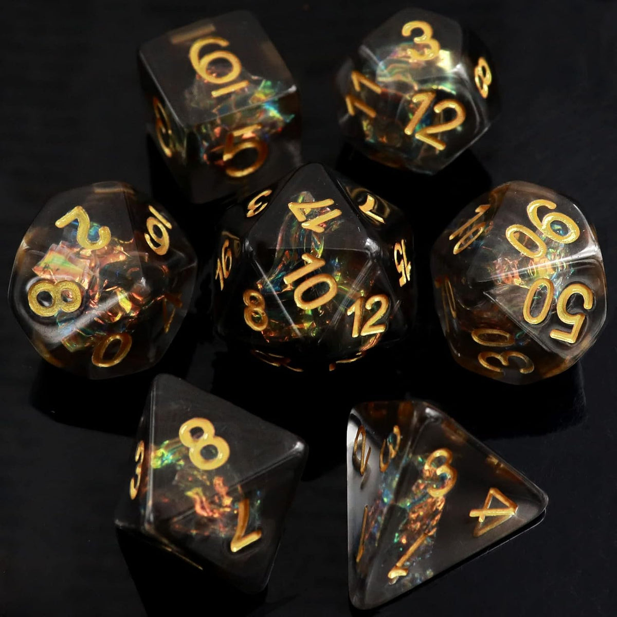 Haxtec Light Green DND Dice Set - Black Gold - image 2