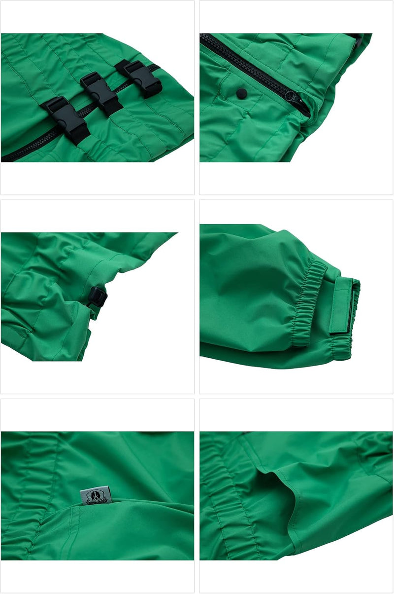 Lovelonglong Waterproof Dog Raincoat - L (back 15") / Green
