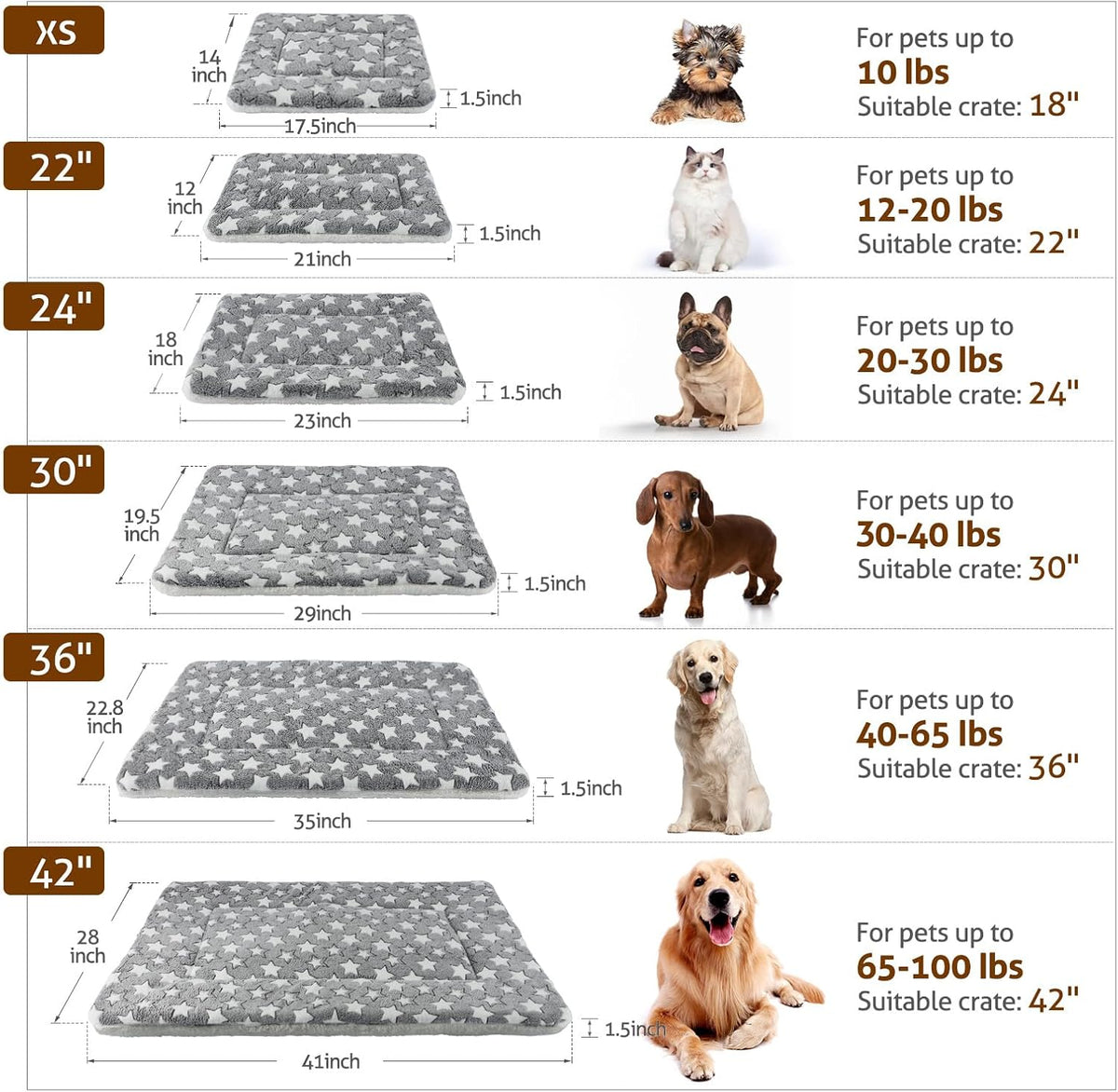 Mora Pets Cat Bed Ultra Soft Dog Crate Pad Star Print 14 x 17.5 inch - 24-Inch / pack - Grey/Grey - image 3
