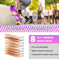 Skateboard,31 x 8 Inch Complete Skateboard, 8-Layer Maple Wood Deck Double Kick Standard - SKY-ZS - image 4