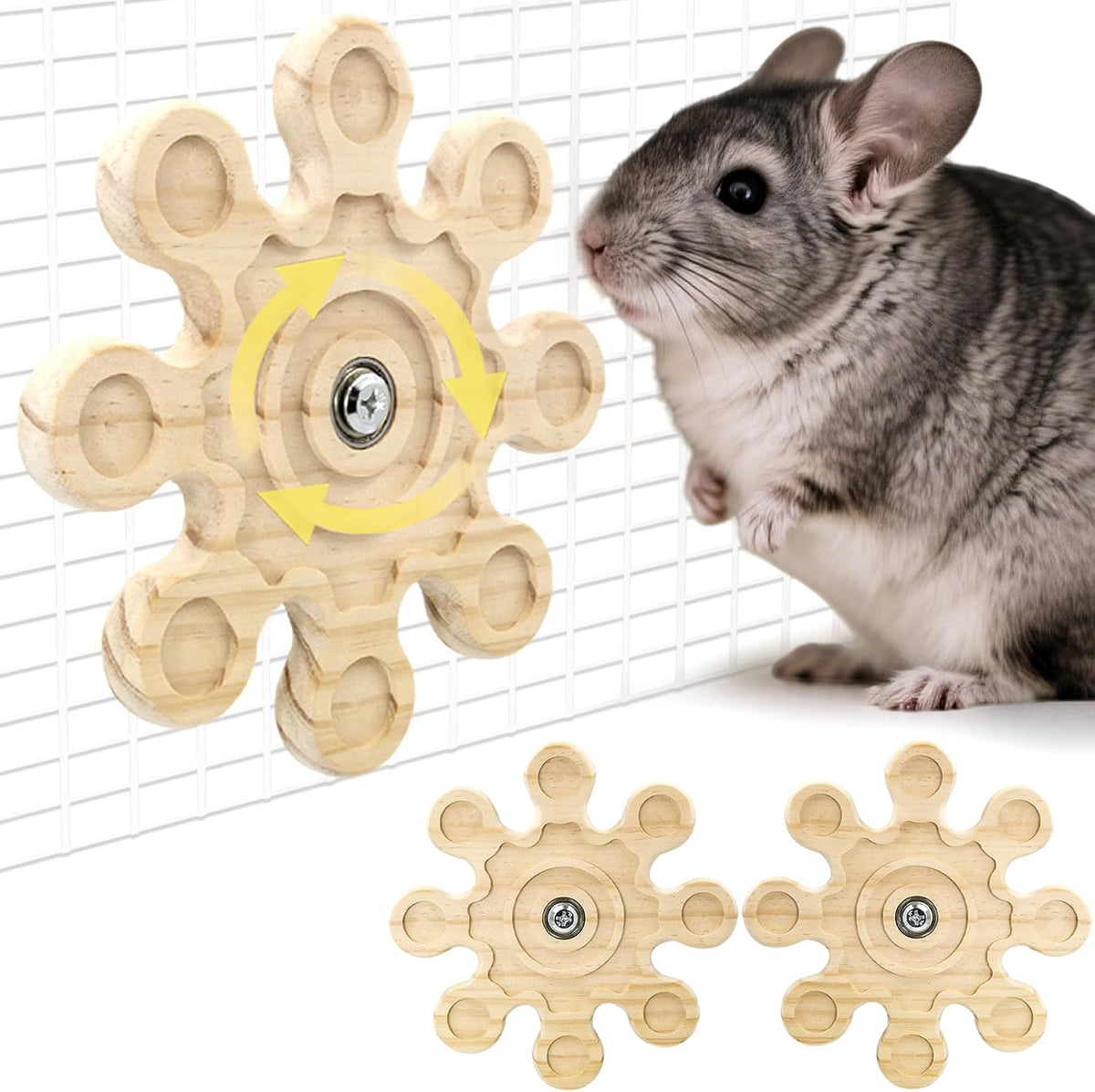 2Pcs Rotating Chinchilla Chew Toys - 2pcs / Small