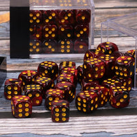 24 of Pack 16MM 6 Sided Dice Set, Two Colours D6 Game Dice Set - Dark Red Black Swirl - image 3