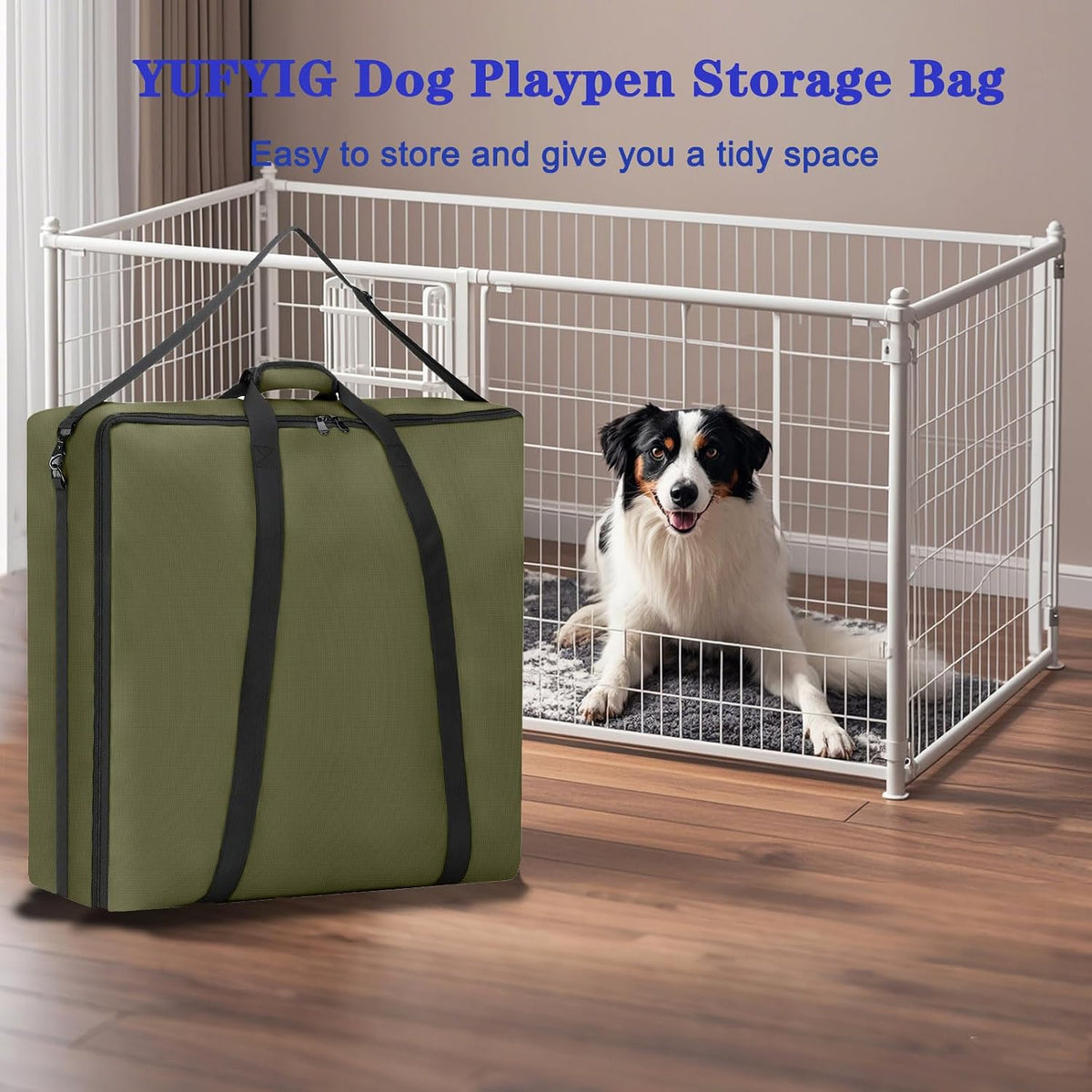 24" Dog Fence Storage Bag for Camping & RV Trips Comfortable Carry – Essentials for Dogs - Green / 25"×7"×25" - image 4