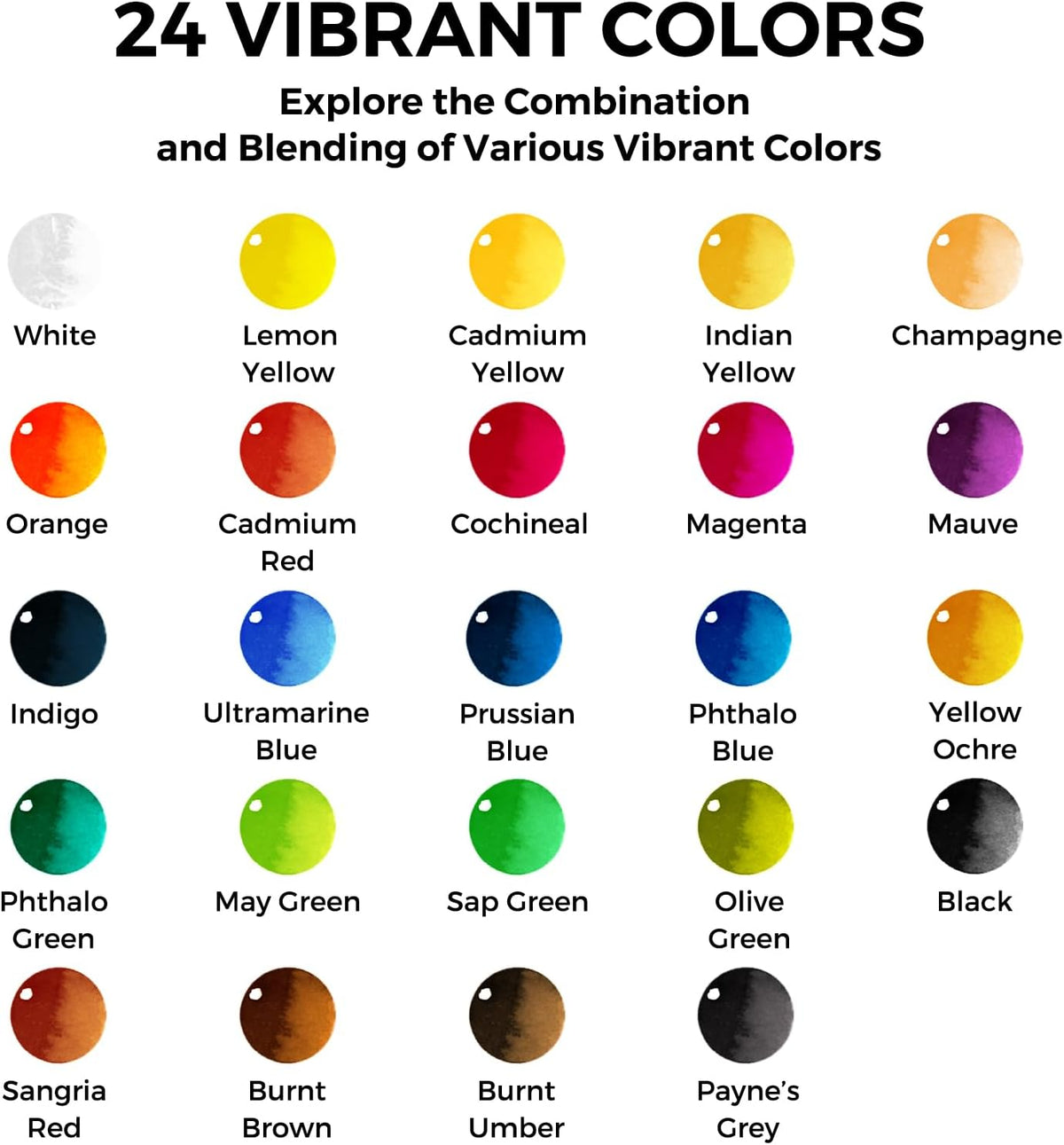 Funto Mini Watercolor Paint Set - 24-Color Yellow Set - image 3