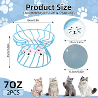 Set of 4 Elevated Ceramic Cat Bowls, Assorted Colors – Essentials for Cats - Pink+Blue - image 2