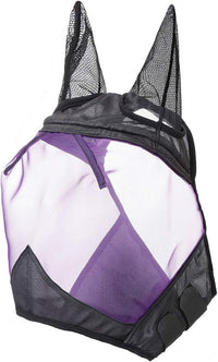 Harrison Howard CareMaster Horse Fly Mask Half Face with Ears Black/Purple Retro Medium Cob