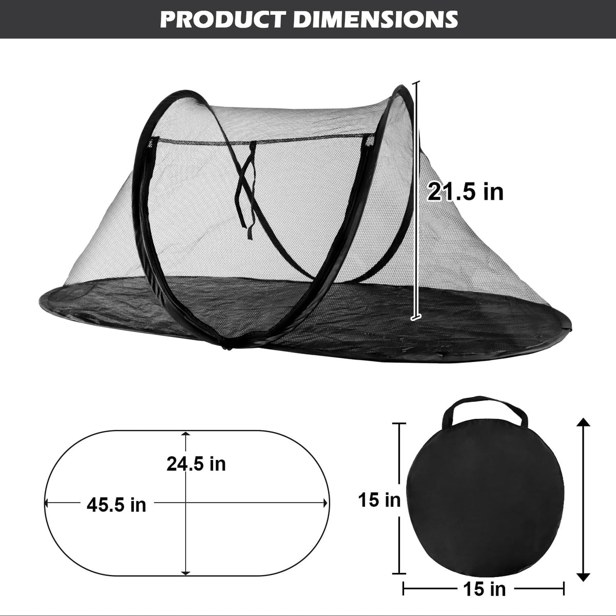 Cat Tent Outdoor, Pet Enclosure Tent Suitable for Cats and Small Animals, Indoor Playpen Portable - Black - image 2