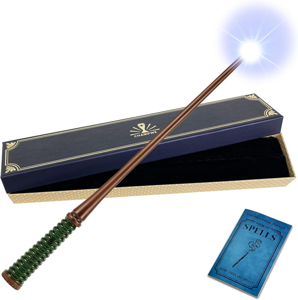 ChampWe Light Up Magic Wizard Wand Rechargeable Illuminating Toy - Spiral