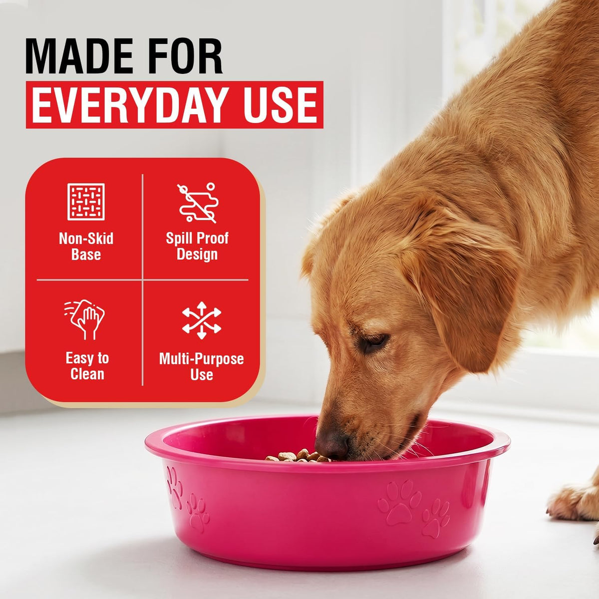 Loving Pets Dolce Luminoso Dog Bowl, Non-Skid Plastic Bowl - Small / Pink - image 3