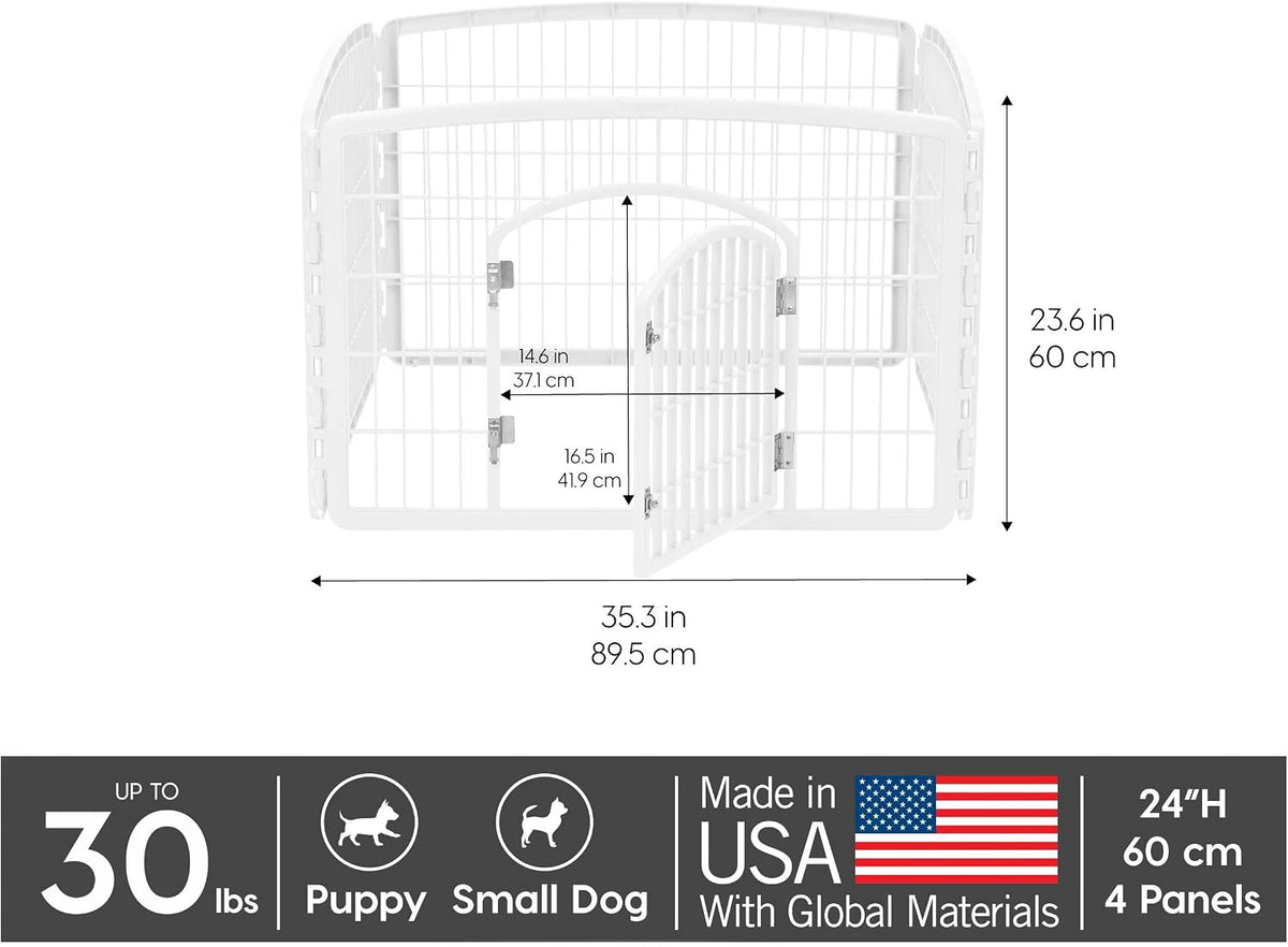 IRIS USA 4-Panel Dog Playpen, Pet Enclosure, Dark Gray – Essentials for Dogs - White / 4-Panel w/ Door - image 2