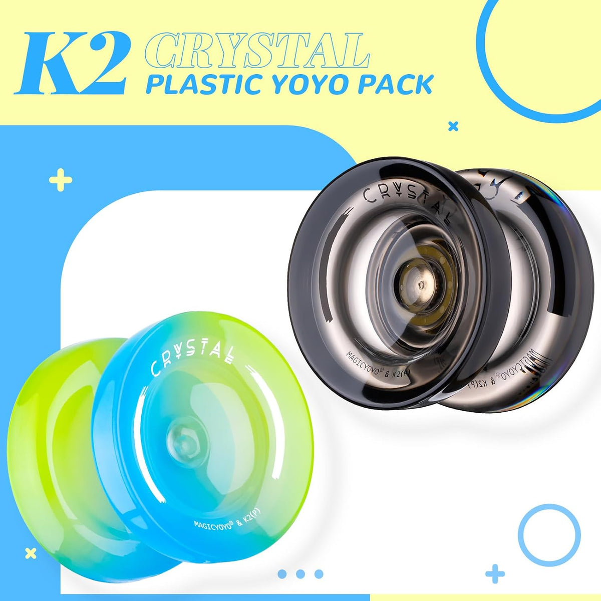 K2 Crystal Responsive Yoyo for Kids，Professional Yo-yo for Beginners – Fun for Kids & Family - Black + Blue Yellow - image 4