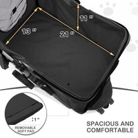 MoNiBloom Foldable Pet Stroller with Weather Cover, 3 Wheels Pet Strolling Cart for Small/Medium Dogs and Cats with Storage Basket and Cup Holder, Breathable and Visible Mesh for All-Season, Black