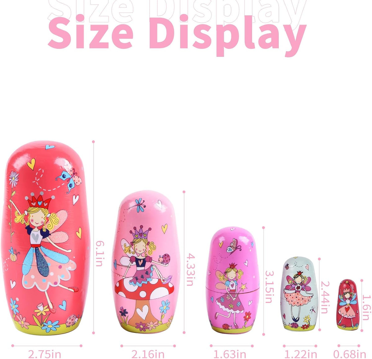 Russian Nesting Dolls, Bear Wooden Stacking Set - Fairy - image 2