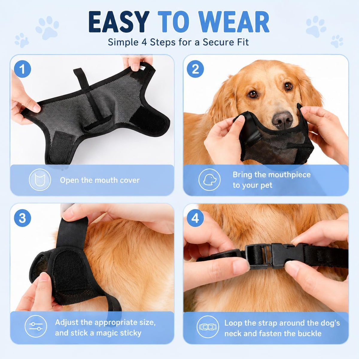 Dog Muzzle, Soft Air Mesh Muzzles for Medium Sized Dogs - Black / XL - image 4